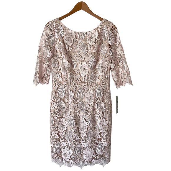 ELIZA J • NWT Formal Blush Lace Overlay Evening Cocktail Dress Size 6 - Picture 1 of 6